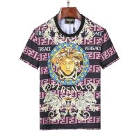 Versace เสื้อยืดผู้ชายแบรนด์แฟชั่นแขนสั้นใหม่คอกลมชายหาดแขนครึ่งลำลองเสื้อเมดูซ่า