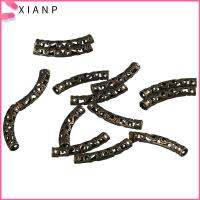 XIANP 100Pcs รู: 3.5mm ลูกปัดเว้นระยะเส้นก๋วยเตี๋ยวโค้งยาว Filigree โลหะสำหรับตกแต่ง ยาว37มม. กว้าง5มม. ลูกปัดหลอดโค้ง เสน่ห์หลอดกลิ้ง สไลด์หลอดกลวง สาวๆ