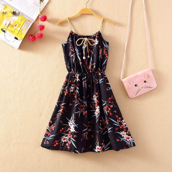 korea-summer-new-print-sleeveless-dress-short-sweet-a-line-strap-loral-dresses