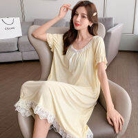 ผู้หญิง Nightgown Modal แขนสั้นชุดชั้นในชุดนอนสตรีชุดนอนเสื้อผ้า Dressing Gown Plus ขนาด4XL Nightdress