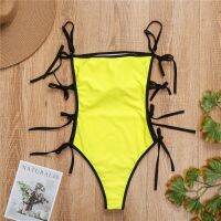 Multi Straps Bandage Women Swimsuit Bow Side Hollow Out Bodysuits Swimwear F106