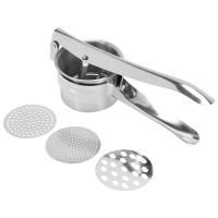 Stainless Steel Potato Ricer Masher with 3 Interchangeable Discs for Fine, Medium, and Coarse, Easy to Use for Potatoes