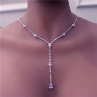 hotx【DT】 New Fashion Tassel Necklace Rhinestone Chain Choker forBridal wedding Statement Chunky Y Jewelry