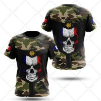 France Camouflage Skull Graphic Custom Tees Summer Cool Sportswear Mens O-neck T-shirts Boys Oversized Short Sleeve Tops EU 6XL