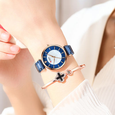 HotWatches สำหรับผู้หญิงแบรนด์หรู C Urren หรูหราบางควอตซ์นาฬิกาข้อมือด้วยสแตนเลสที่เรียบง่ายหญิงนาฬิกา