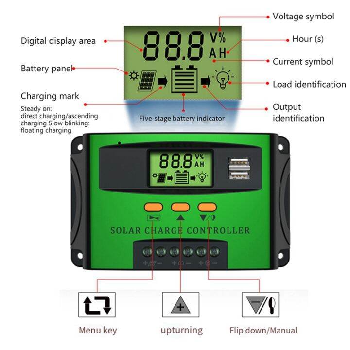 1-pcs-30a-pwm-solar-charge-controller-abs-aluminum-12v-24v-auto-adapting-lead-acid-lithium-battery-charging-for-solar-panel-regulador