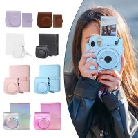 เคสกล้องหนัง PU เคสกันกระแทกฝาพับกระเป๋าเข้ากันได้กับสายคล้องไหล่สำหรับนิ่ม Fujifilm Instax Mini 11 9 8