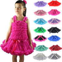 Girls Fluffy 1-18 Years Chiffon tiskirt Solid Colors tutu skirts girl Dance Skirt Christmas Tulle ticoat Underskirt