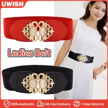 Ladies Belt Fashion Simple Print Metal Buckle Green Rhinestone