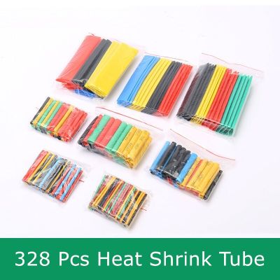 328Pcs Packed Colored PE Cable Heat Shrink Tube for Cables Charging Protector Assortment 2:1 Tubing Colorful Wire Sleeve DIY Kit