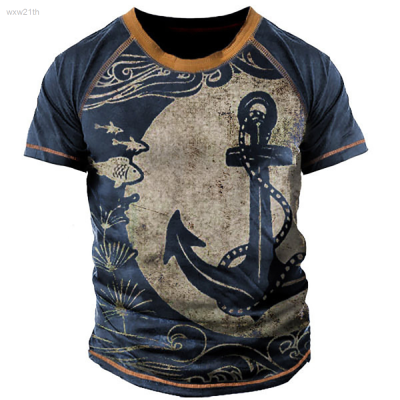 2023 Anchor Boat T-shirt Casual Sleeve Shorts 3d Graphic Printing Mens Summer Fashion Street Clothing Unisex