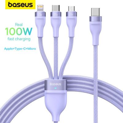 Baseus 100W 3 in 1 Type C Cable for iPhone 13 Pro Max Quick Charger Micro USB Type C Fast Charge for Macbook Samsung Xiaomi Cord Docks hargers Docks C