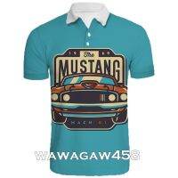 2023 New Mustang Logo Summer Mens Polo Shirt Short Sleeve Casual Polyester material Mens Sports Sweatshirt Pullover T-shirt 01（Contact the seller, free customization）