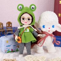 G 16Cm Smiling Doll Fullset 1/8 BJD Animal Suits Frog Costume Glasses Essories DIY Makeup Doll Kawaii Toys Gifts For Girls