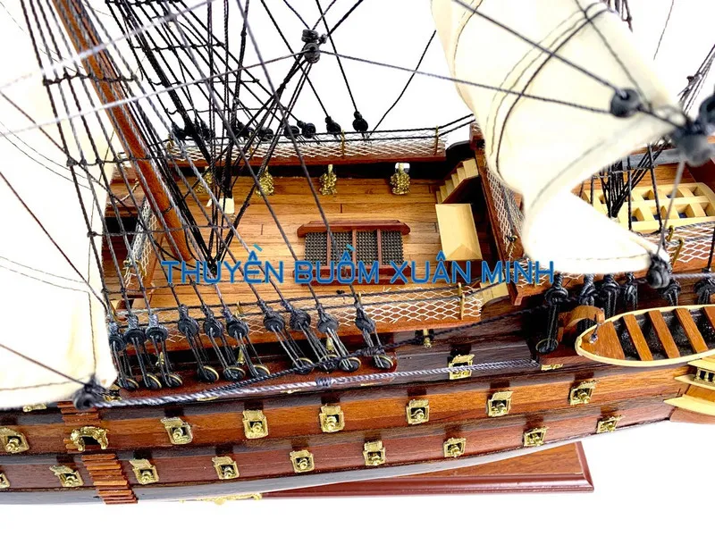 Mô Hình Thuyền Chiến Hạm Hoàng Gia HMS Victory Tàu Cổ Chiến Hạm Anh Quốc   Hàng Xuất Khẩu  Gỗ Căm Xe  Thân 80cm Showroom Tàu Thuyền Mô Hình Quà