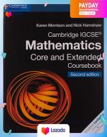 (คู่มือเตรียมสอบ)พร้อมส่ง Cambridge Igcse Mathematics Core and Extended Coursebook (Cambridge International Igcse) (2nd) [Paperback]