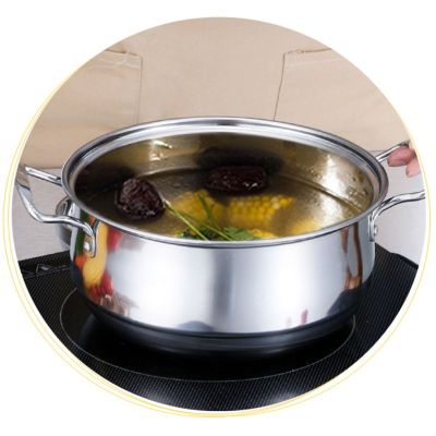 3pcs Stainless Steel Cookware Set Flat Bottom Frying Pan Soup Pot Milk Pot Kit