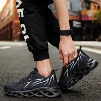 Mens Running Shoes Casual Flat Sneakers Fashion Flame Printed Trainers Hollow Sole Increased Outdoor Sport Shoes