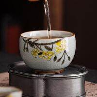 [COD] flake glaze pure hand-painted woody flower master drinking tea single personal ceramic tasting large