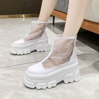 Breathable Lace Hollow Sandals Summer Comfortable Platform Boots Thick Sole Women Back Zipper Boots Fashion Student Trend Casual