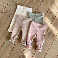 [COD] style baby autumn and winter pit strip brushed all-match leggings male female simple solid slim-fit trousers