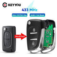 KEYYOU CE0536ถาม Fsk 433เมกะเฮิร์ตซ์ PCF7961 HU83VA2สำหรับเปอโยต์พันธมิตร307 308 407 408 3008ดัดแปลงพลิก23ปุ่มกุญแจรถระยะไกล