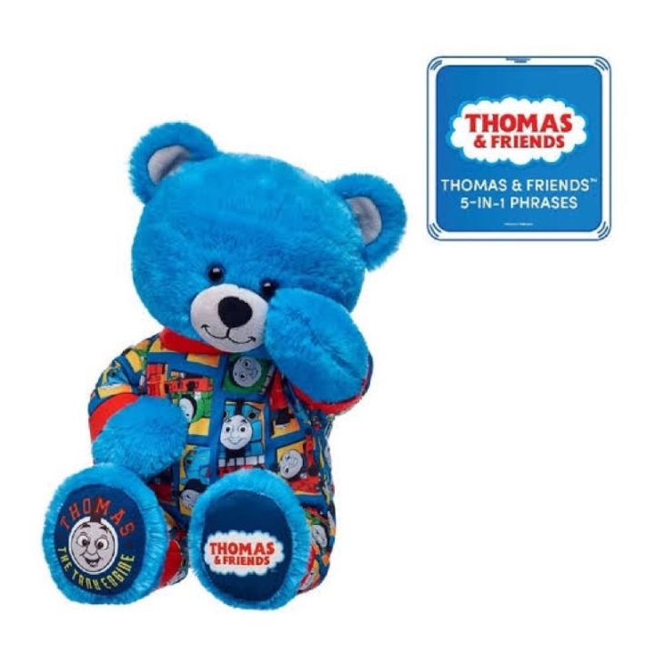 ตุ๊กตาบิ้วอะแบร์-ตุ๊ดตาหมีสีฟ้า-รุ่น-รถไฟโทมัส-thomas-amp-friends-build-a-bear-สินค้ามือสองคุณภาพสูงนำเข้าจากอเมริกา