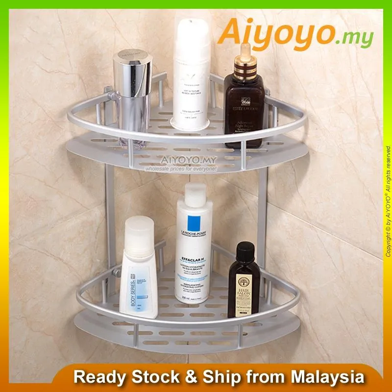 Corner Shower Caddy, 2 Tiers Triangle Bathroom Shelves, Wall Mount  Organizers Storage Shelf Baskets with 4 Hooks 