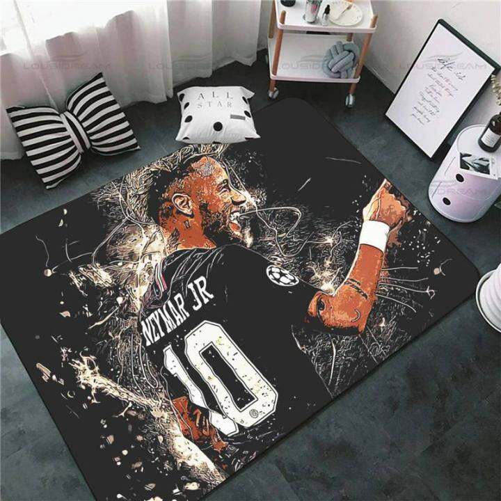ลูกฟุตบอลแฟชั่น-neymar-พรมเช็ดเท้าสำหรับห้องนั่งเล่นพรมเสื่อผ้าสักหลาดกันลื่นพรมห้องครัวห้องน้ำ