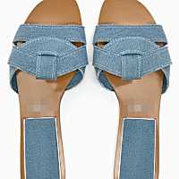 Spain 2023 summer za.raˉnew Muller shoes outer wear casual all-match blue denim slides flat bottom drag sandals women