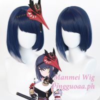 【Manmei】Genshin Impact Sara Cosplay Women 35cm Short Blue Wig Cosplay Anime Cosplay Wigs Heat Resistant Synthetic Wigs Hair Halloween gjx