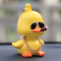 Cute Anime Shaking Duck Car Interior Decorative Duck with Sunglasses Necklace Auto Dashboard Decoration For Car Accessories