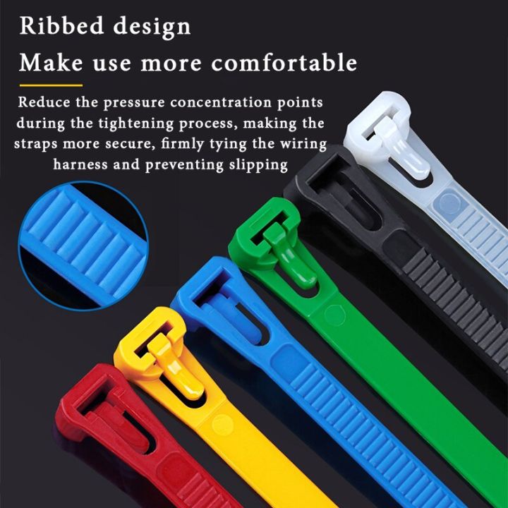 50pcs-5-200-plastic-reusable-cable-zip-tie-nylon-may-wrap-straps-ties-slipknot-loose-slipknotrecycle-organizer-detachable-bundle-adhesives-tape