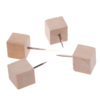 ۩ 30 Pcs Wooden Thumbtack Quadrate for Creative Decorative Drawing Push Pins Wood