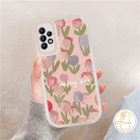 เคสลายดอกไม้สำหรับ Samsung A13 A12 M23 A03 Core A23 A33 A53 A73 5G A03s A22 A52 A72 A52s A51 A71 A50 A50s A30s A32 A31 A11 A20s S21 S20FE S22 Plus ภาพวาดสีน้ำมัน3D Relief Tulip นุ่ม