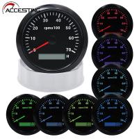 85มม. 7000 Rpm Tachometer 7สี Backlit Hour Meter Marine เรือ RPM Meter Gauge สำหรับรถบรรทุก RV 12V 24V