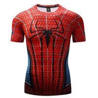 Summer Fashion Spider Print Pattern Mens T-shirt Outdoor Tight Sports Short Sleeve T-shirt Summer Quick Drying Material C