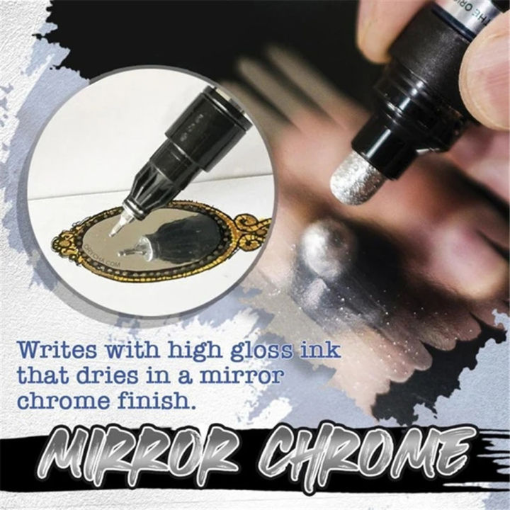 silver-mirror-marker-diy-paint-liquid-mirror-chrome-marker-finish-metallic-water-uv-resistant-metal-effect-paint-craftwork-pen