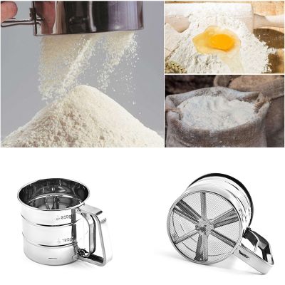 【LZ】 Copo de Peneira De Farinha De Aço Inoxidável Peneira em pó Mesh Kitchen Gadget para Bolos Açúcar Seleulado à Mão Coador de cozimento