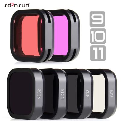 SOONSUN CPL ND8 ND16 ND32 Filter For Gopro Hero 11 10 9 Black Red Color Filter Kit Go Pro 11 9 Polarized Camera Lens Accessories