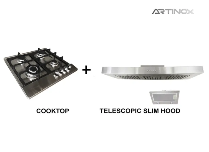 Cooktop Artinox Built in Gas Range Stove Hob 4 Burner with Double Motor