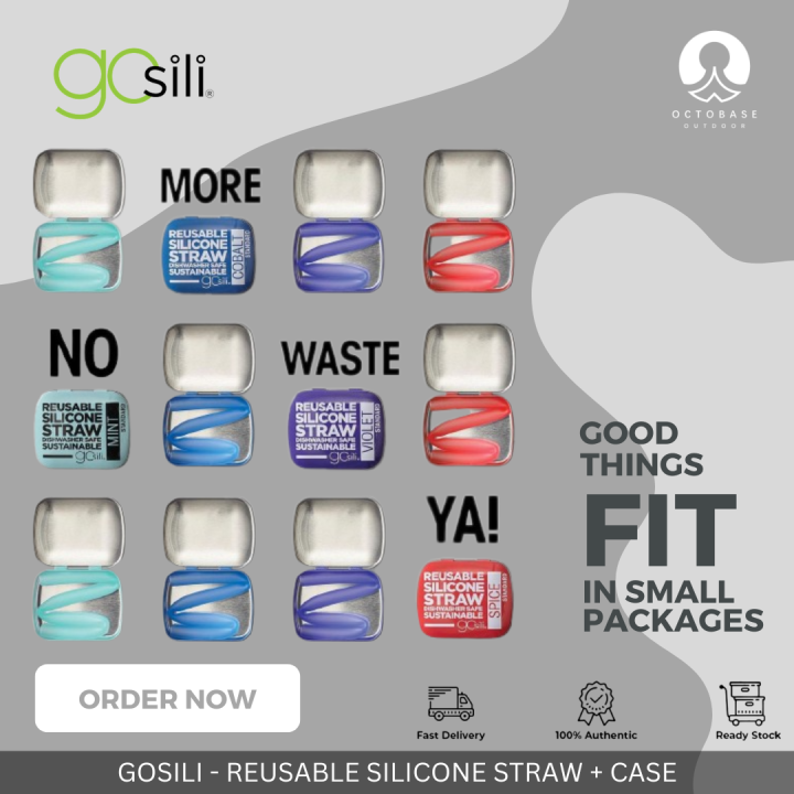 GoSili Cobalt & Mint Reusable Standard Straw Tins