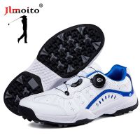 Waterproof Men Golf Shoes Leather Tennis Shoes Quick Lacing Non-slip Golf Sneakers Breathable Spikeless Golf Training Sneakers