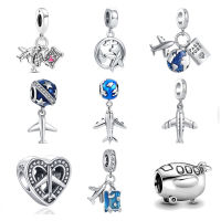 ใหม่ Hot Fine Charm สร้อยข้อมือ Pandora 925 เงินผู้หญิงจี้สำหรับเครื่องประดับเครื่องบินหนังสือเดินทางท่องเที่ยว Amulet Dangle ของขวัญ-Naoei