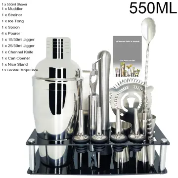 13Pcs Bartender Kit Cocktail Shaker Mixer Bar Tools 750/600ml Shakers With  Cocktail Recipe Pourer Jigger