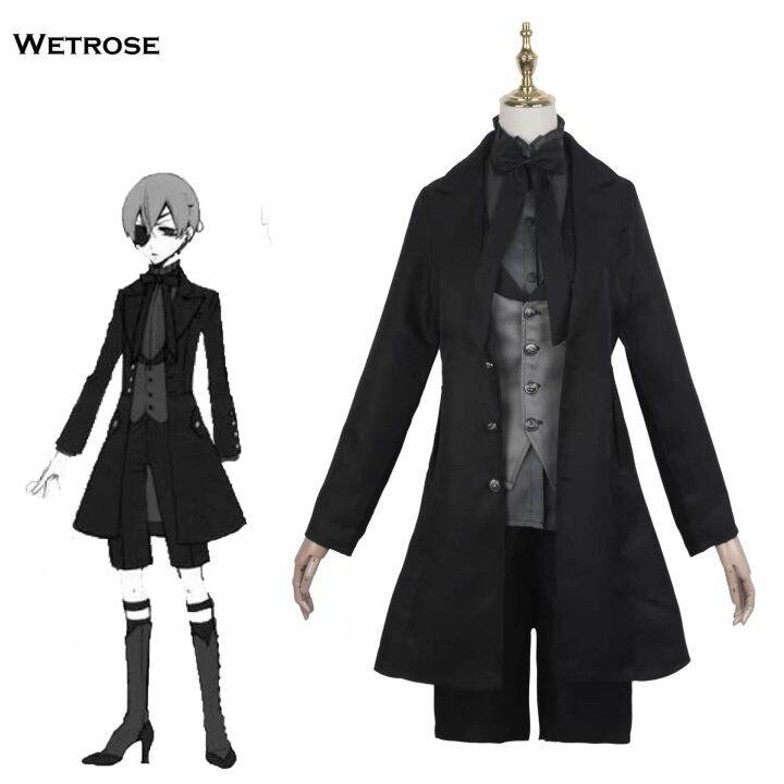 wetrose-ชุด-butler-ciel-สีดำ-phantomhive-ชุดเครื่องแบบเซบาสเตียนไมเคิลชุดเกมอนิเมะสำหรับผู้หญิงชุดชุดคอสเพลย์ชุดธรรมดา