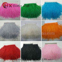 wholesale dyed 1yard Long Ostrich Feather Plumes Fringe trim 10-15cm Feather Boa Stripe for Party Clothing Accessories Craft