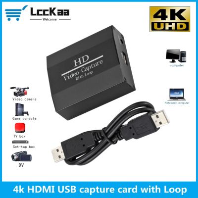 ♘ LccKaa 4K Loop Out HDMI Capture Card Audio Video Recording Plate Live Streaming USB 2.0 1080p Grabber for PS4 Game DVD Camera