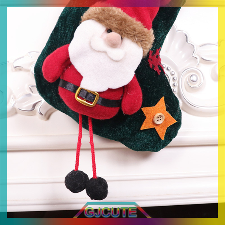 gjcute-คริสต์มาสเครื่องประดับตกแต่ง-candy-gift-bag-ถักถุงเท้าต้นคริสต์มาสจี้ตกแต่ง