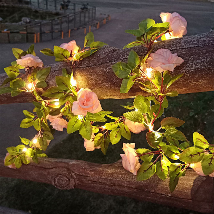 พลังงานแสงอาทิตย์ประดิษฐ์ใบ-led-เชือกดอกไม้ไฟพวงมาลัยตกแต่งคริสต์มาสกลางแจ้งห้องม่านโคมไฟงานแต่งงานตกแต่งสวน